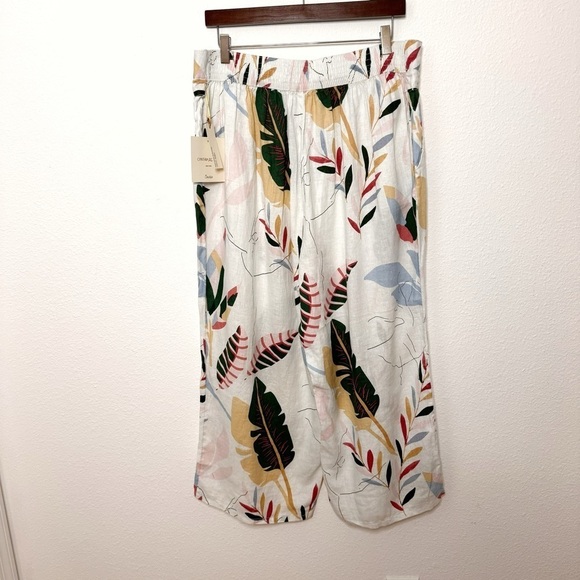 Cynthia Rowley 100% Linen Tropical Print Wide Leg Crop Pants plus Size 1X NWT - Picture 7 of 9